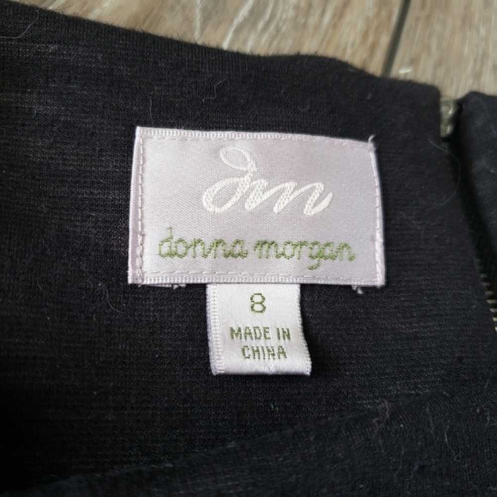 Donna‎ Morgan leather striping black dress Size 8 - Picture 6 of 8